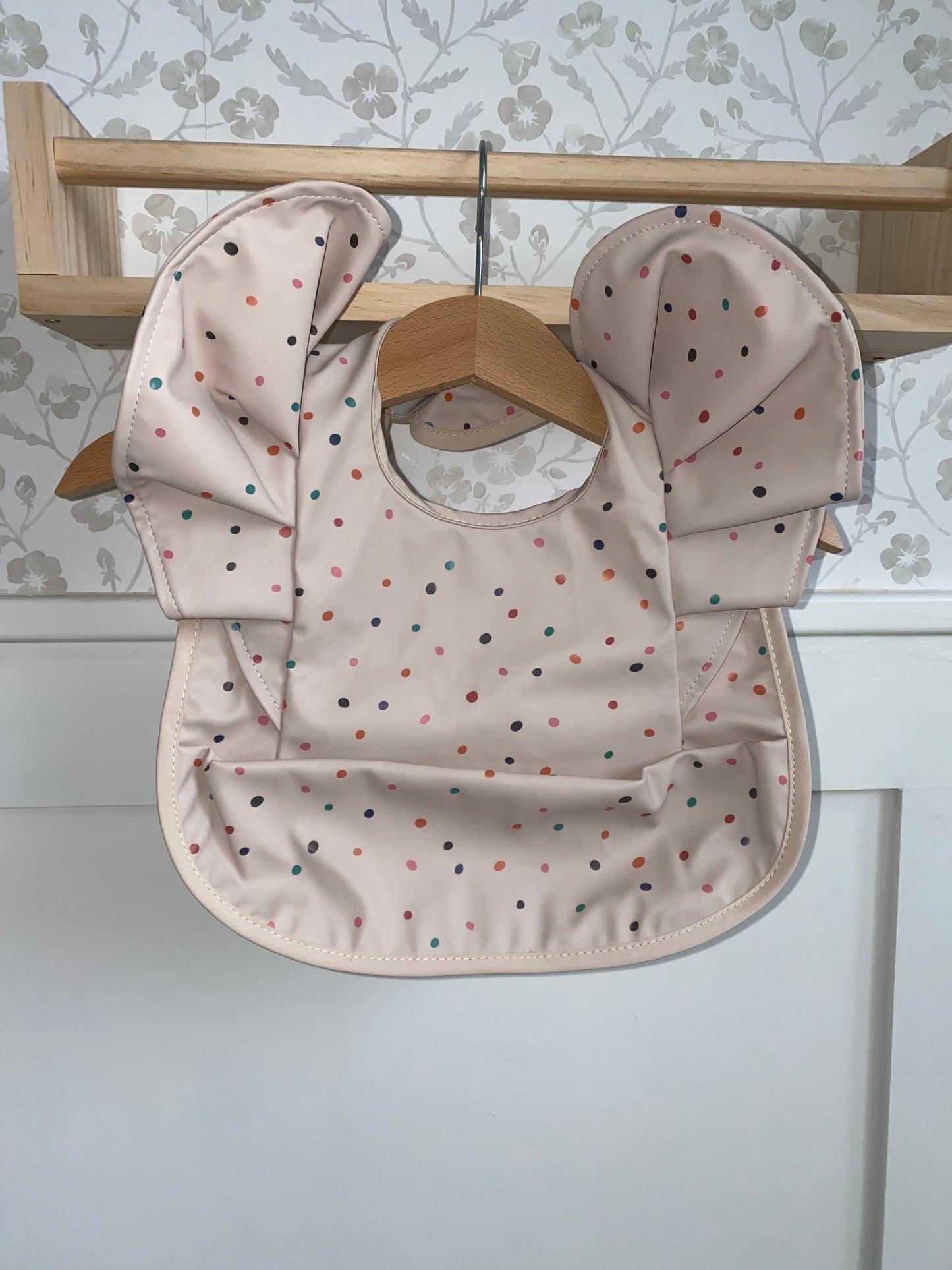 Boutique Bib- Pink Rainbow Dot