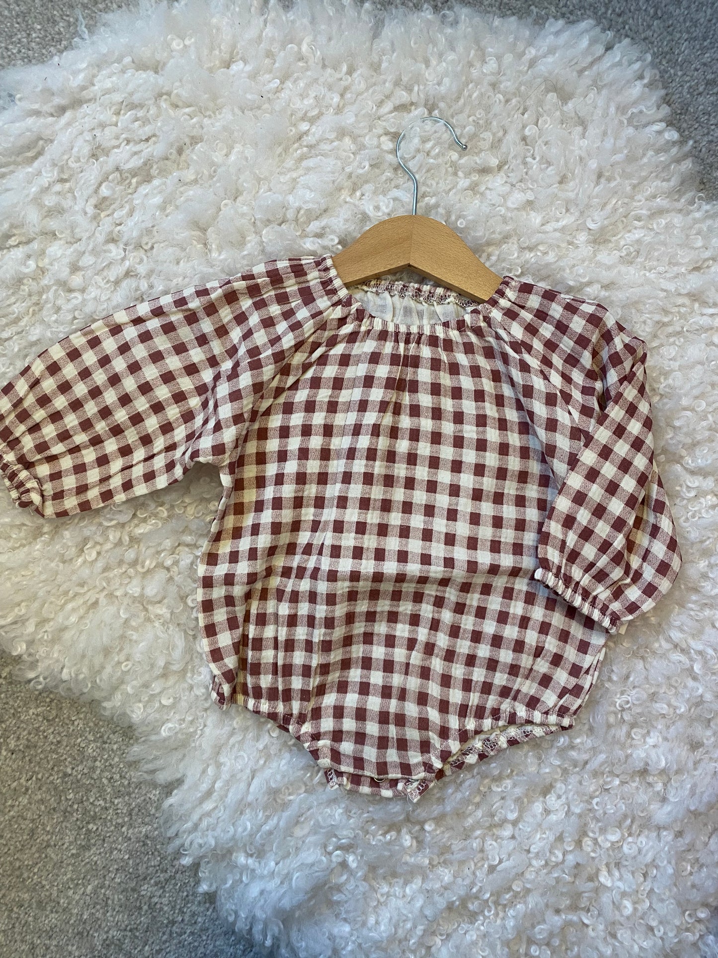 Tartan Baby Romper- Mulberry Red